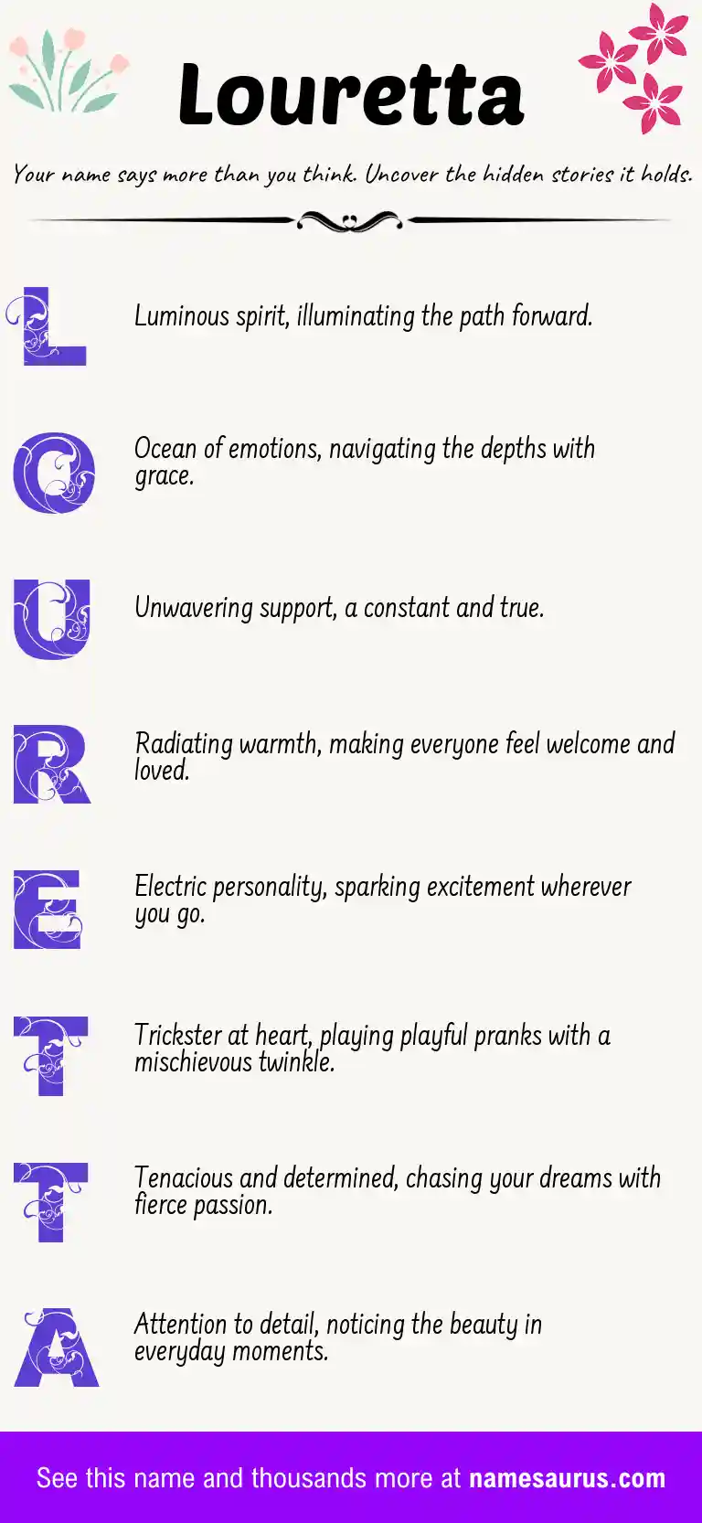 Acrostic poem about Louretta.