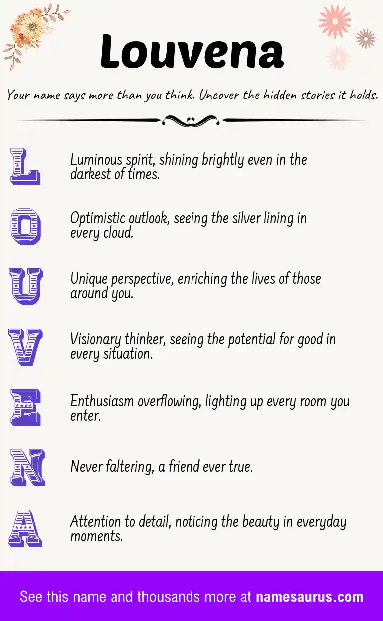 Acrostic poem about Louvena.