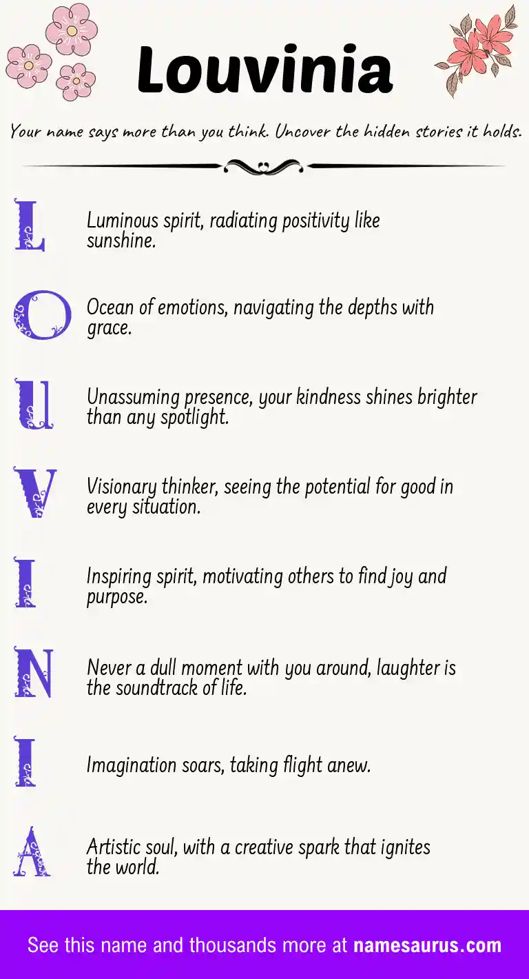 Acrostic poem about Louvinia.