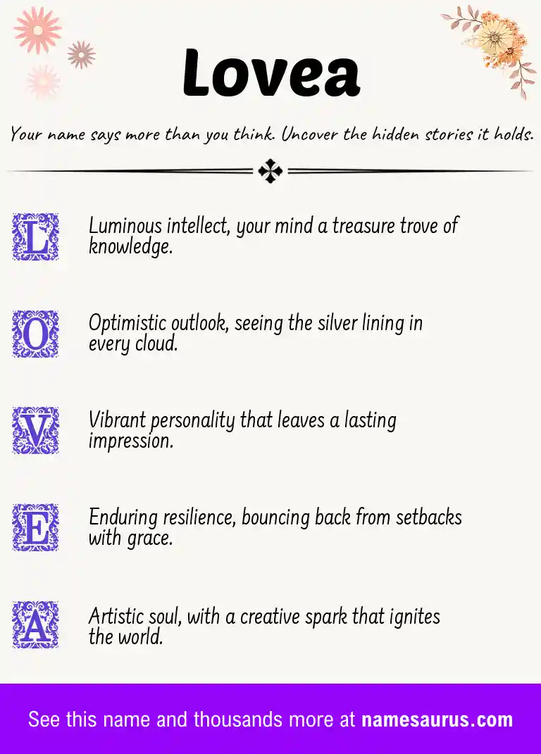 Acrostic poem about Lovea.