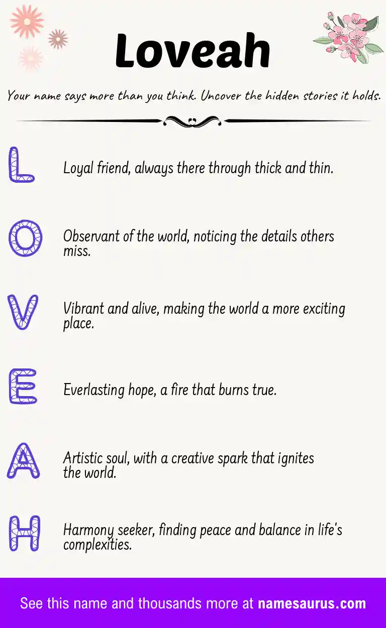 Acrostic poem about Loveah.