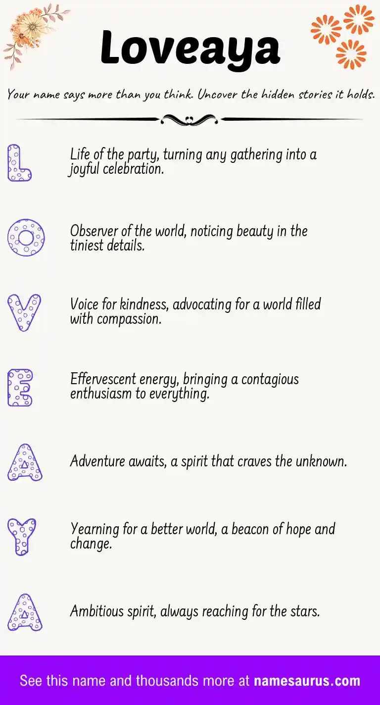 Acrostic poem about Loveaya.