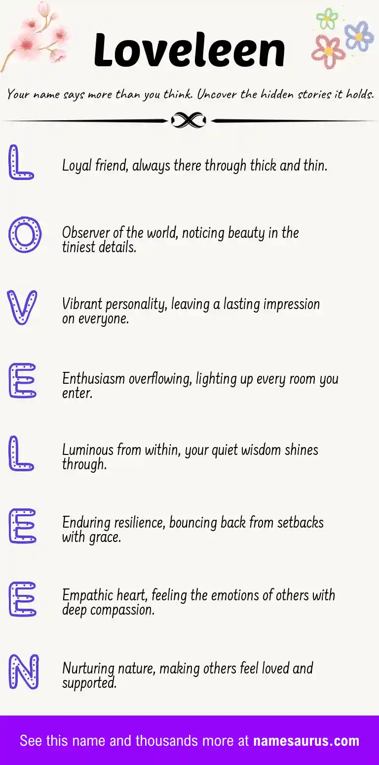 Acrostic poem about Loveleen.