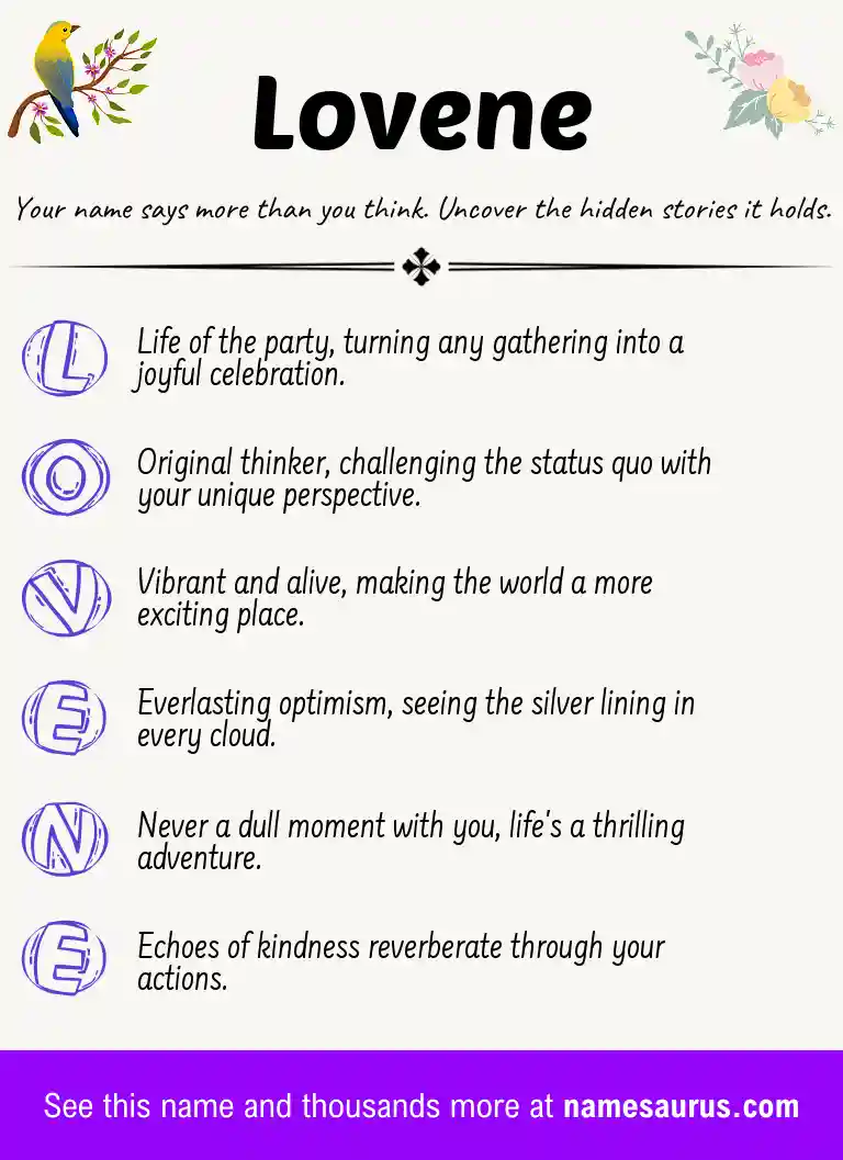 Acrostic poem about Lovene.