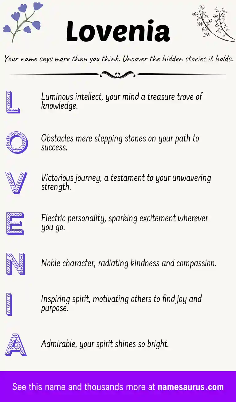 Acrostic poem about Lovenia.