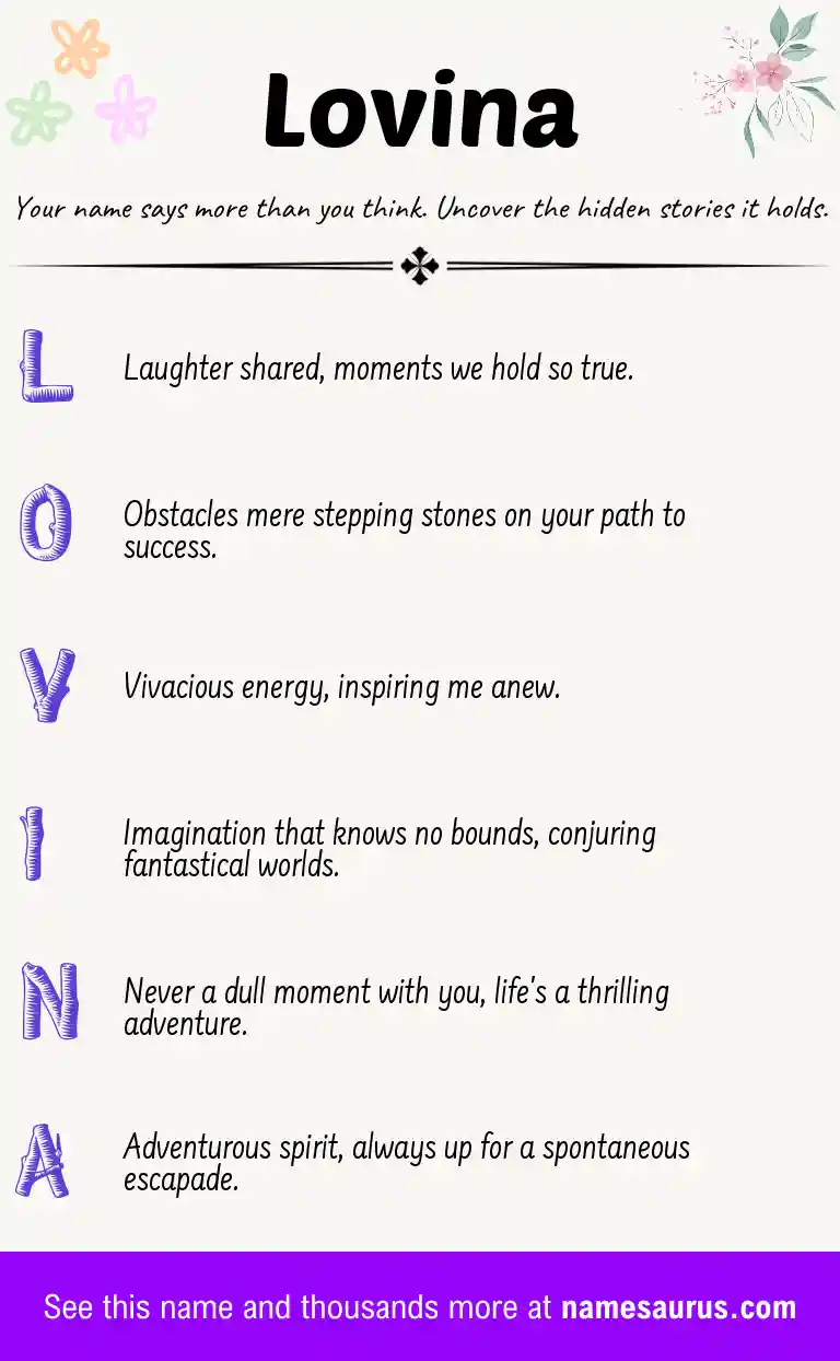 Acrostic poem about Lovina.