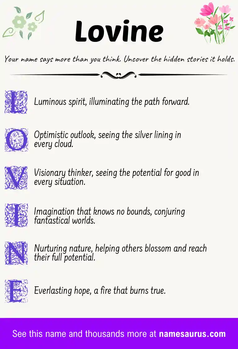 Acrostic poem about Lovine.