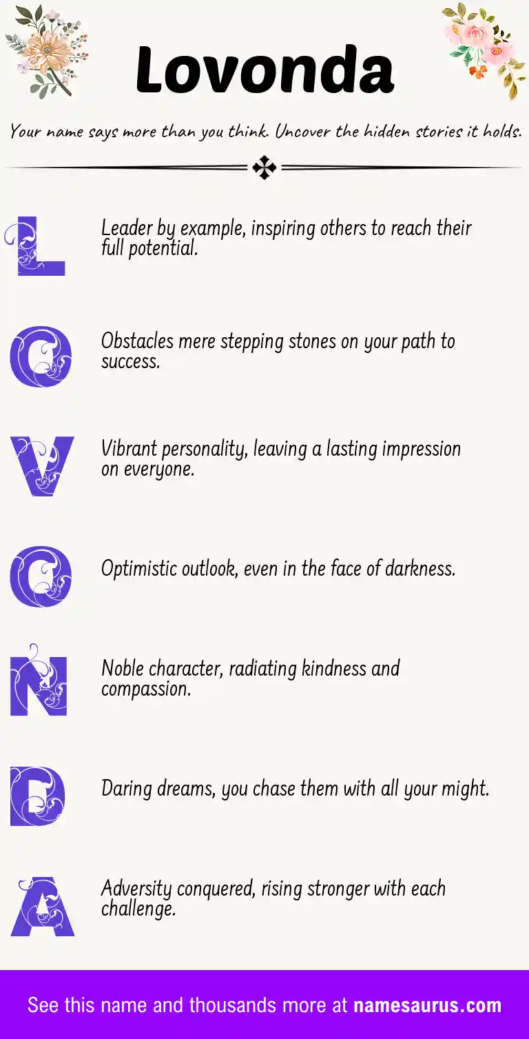 Acrostic poem about Lovonda.