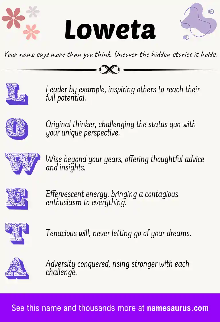 Acrostic poem about Loweta.