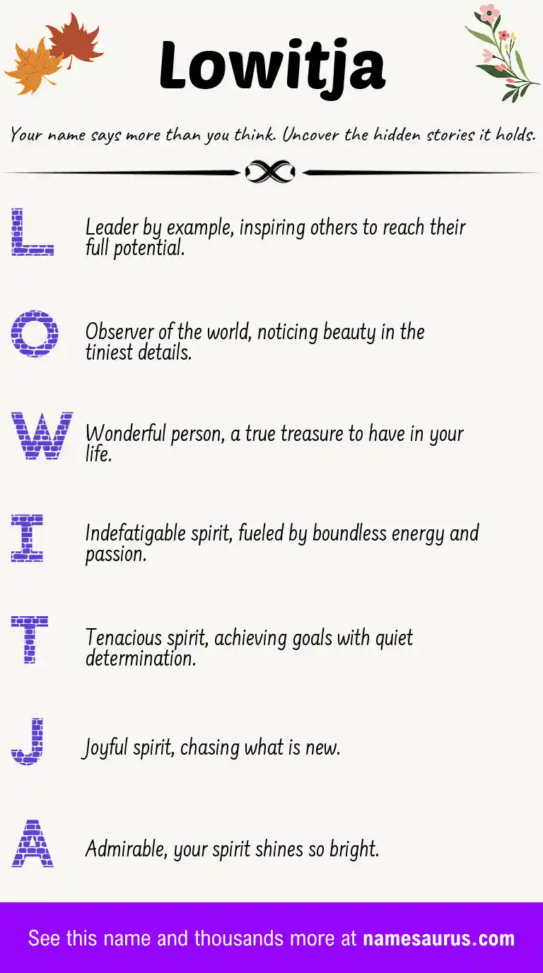 Acrostic poem about Lowitja.
