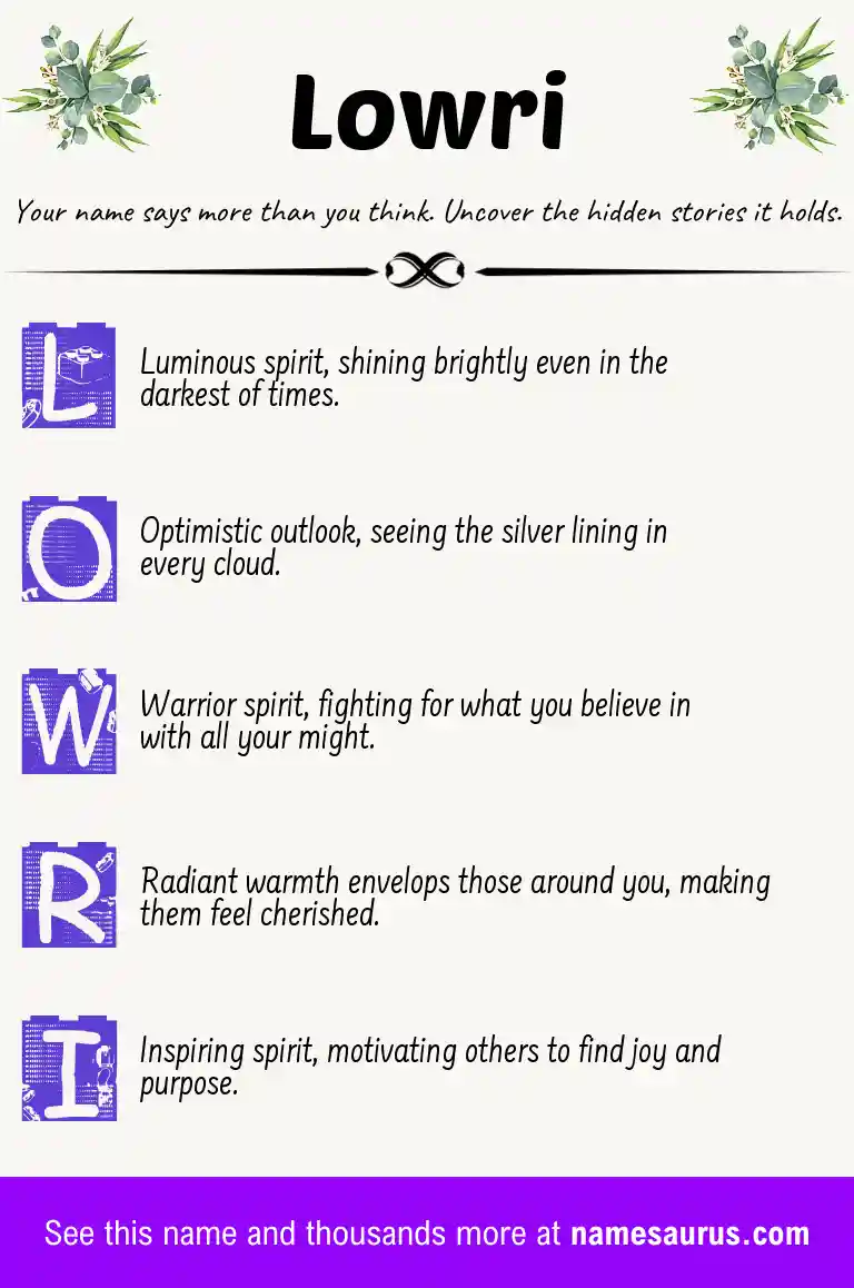 Acrostic poem about Lowri.