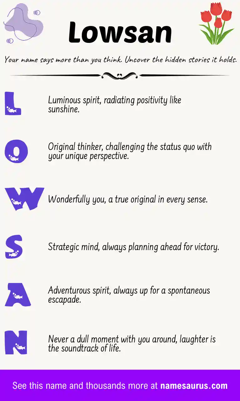 Acrostic poem about Lowsan.