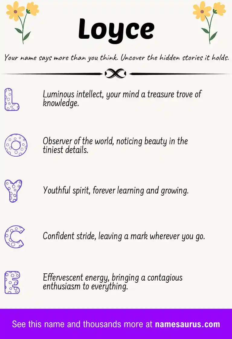 Acrostic poem about Loyce.