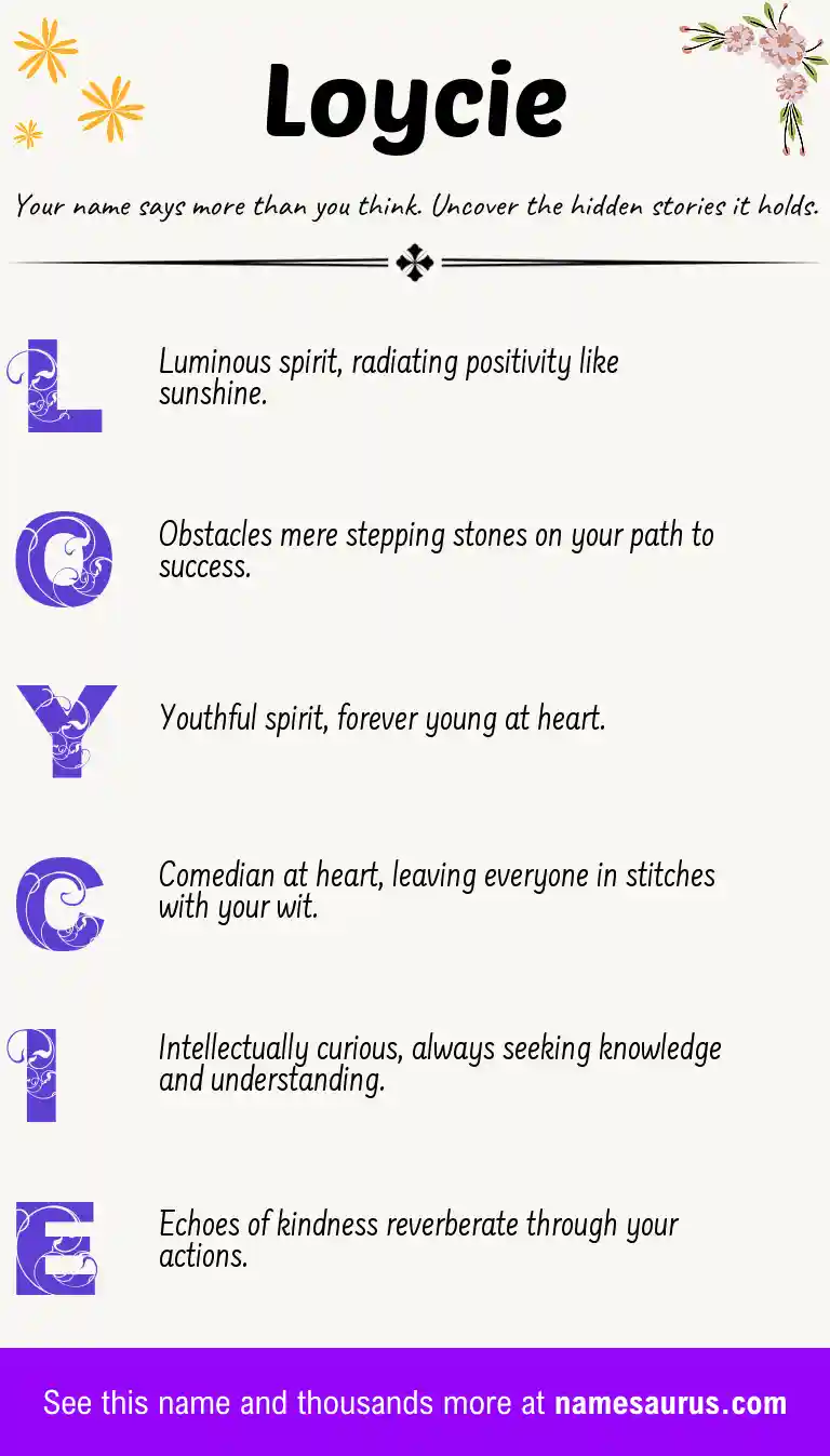 Acrostic poem about Loycie.