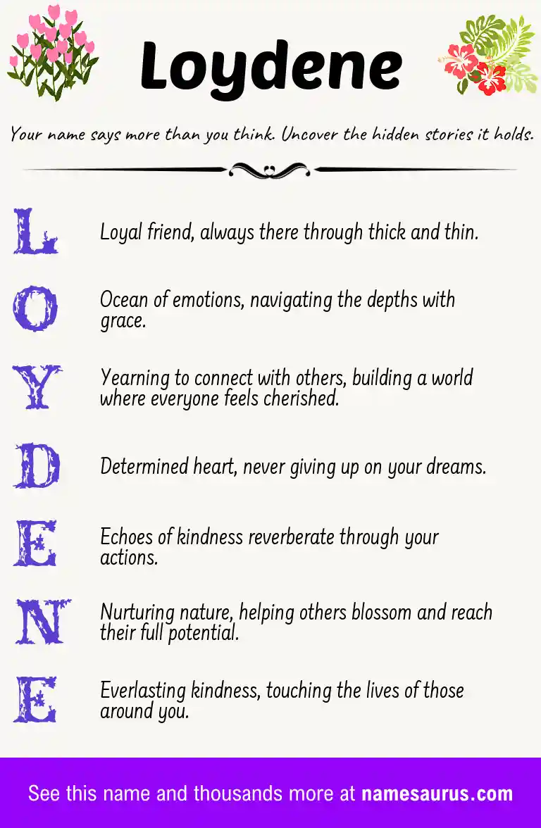 Acrostic poem about Loydene.