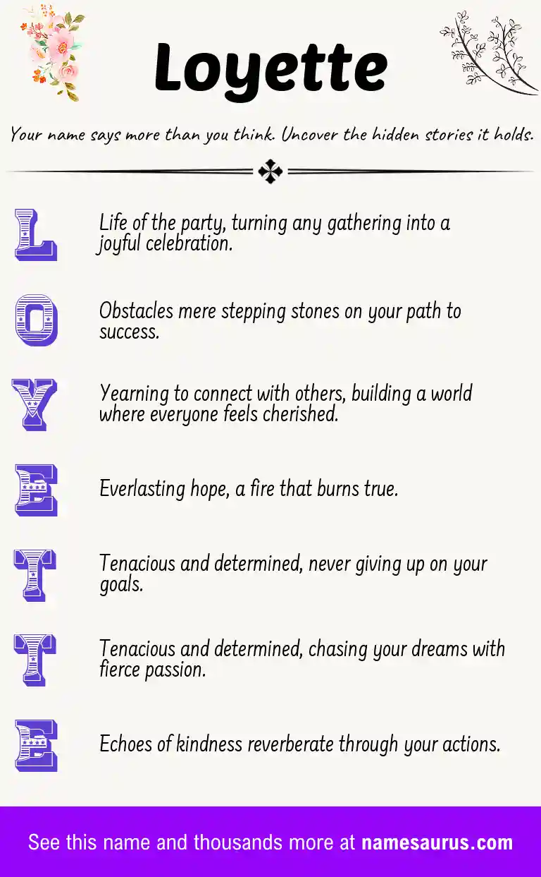 Acrostic poem about Loyette.