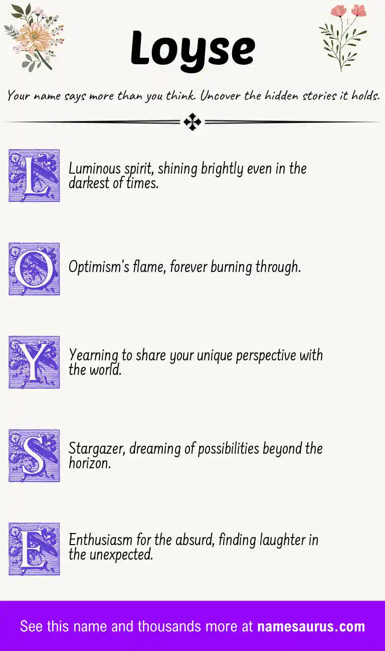 Acrostic poem about Loyse.
