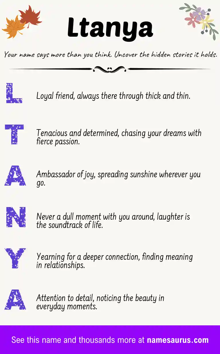 Acrostic poem about Ltanya.