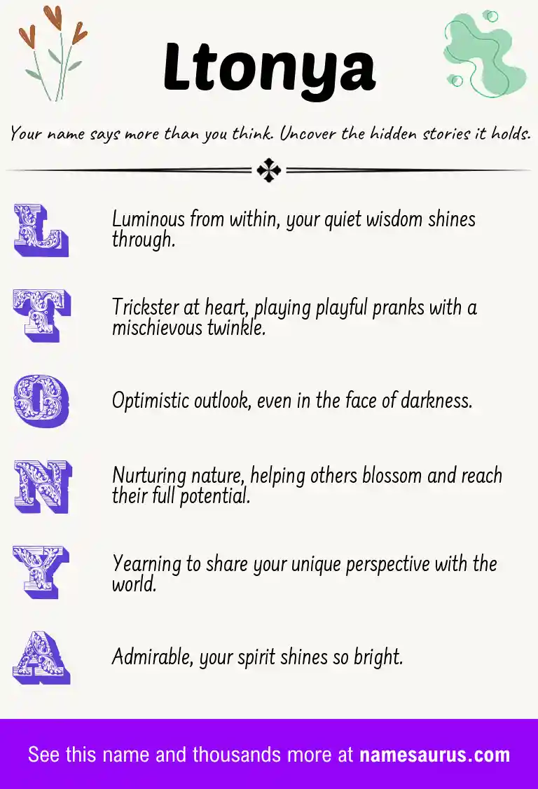 Acrostic poem about Ltonya.