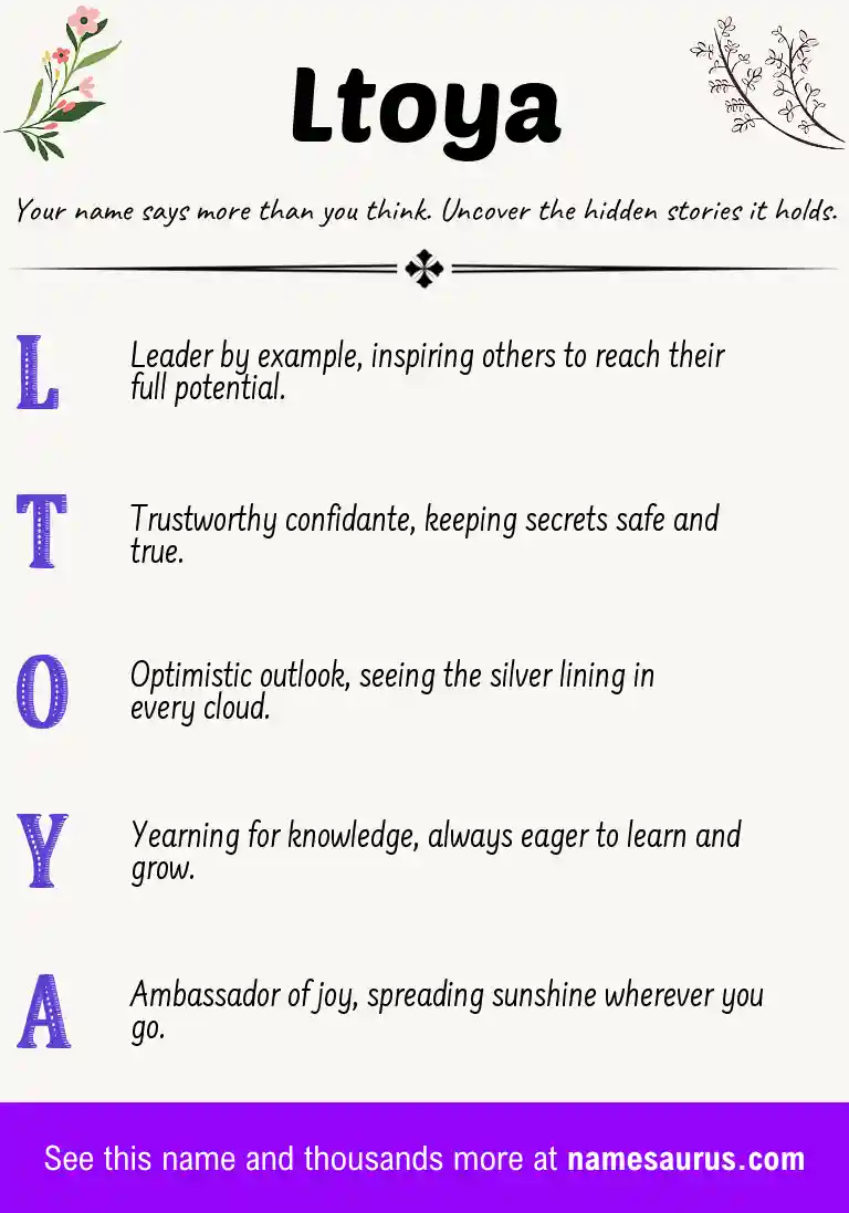 Acrostic poem about Ltoya.
