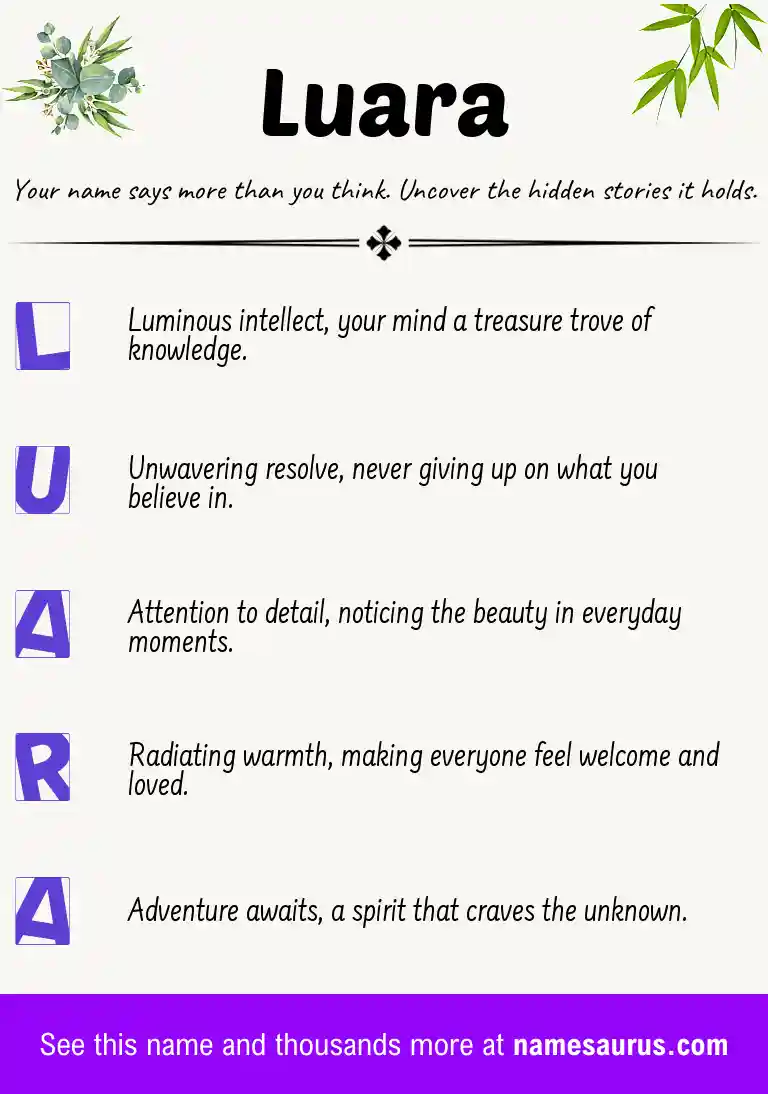 Acrostic poem about Luara.