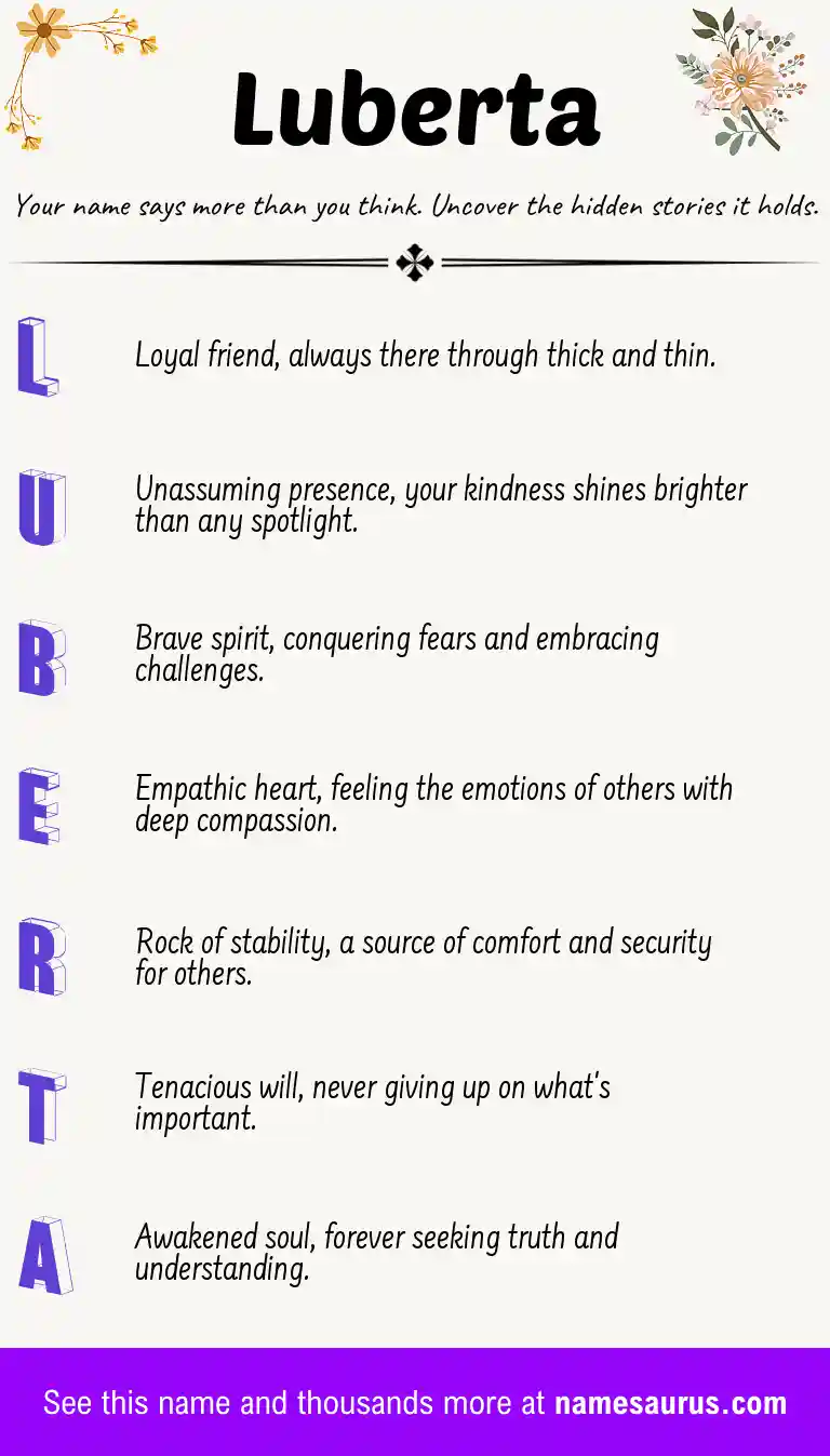 Acrostic poem about Luberta.