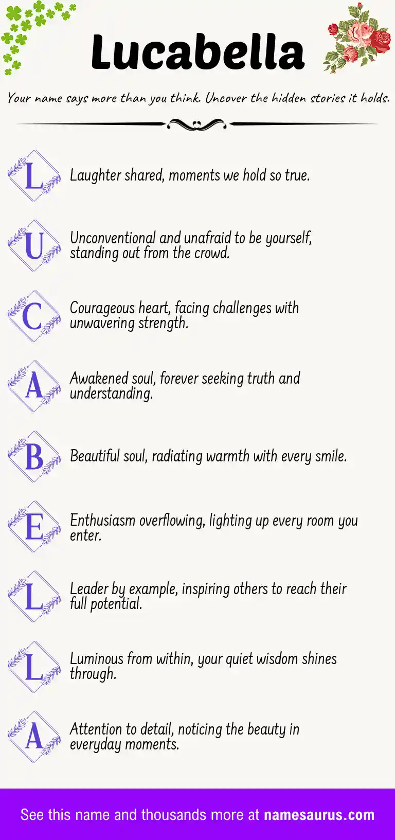 Acrostic poem about Lucabella.