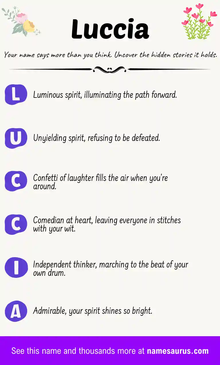 Acrostic poem about Luccia.