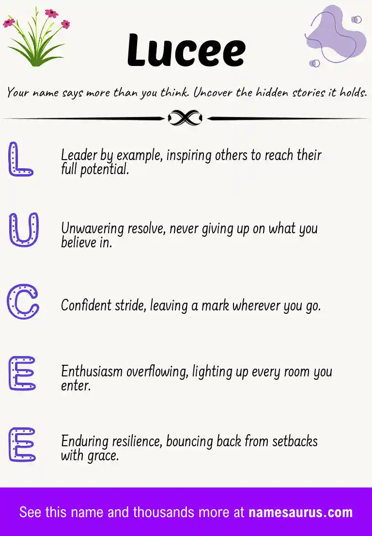 Acrostic poem about Lucee.