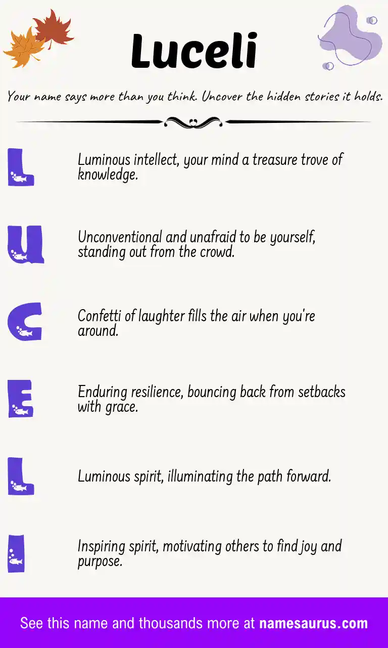 Acrostic poem about Luceli.