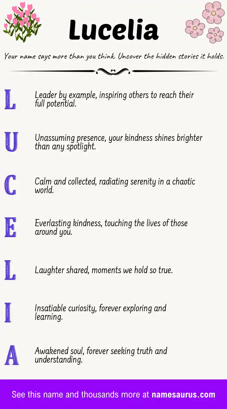 Acrostic poem about Lucelia.
