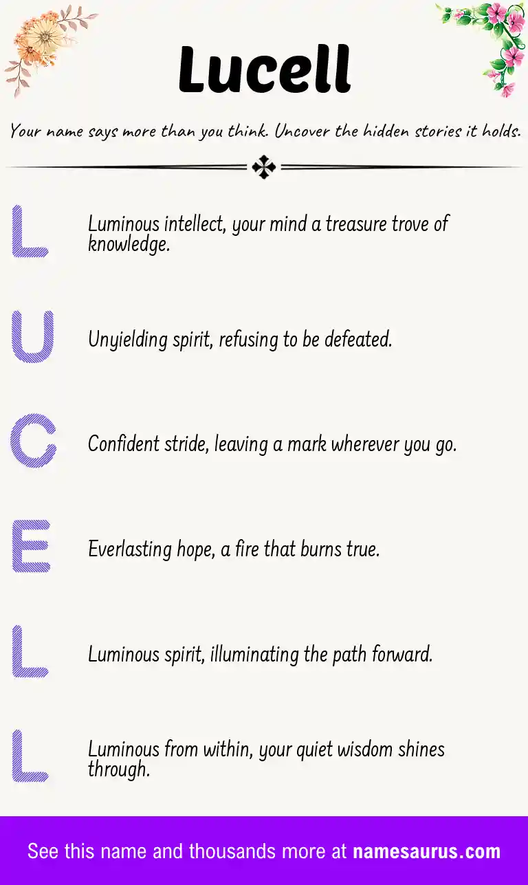 Acrostic poem about Lucell.