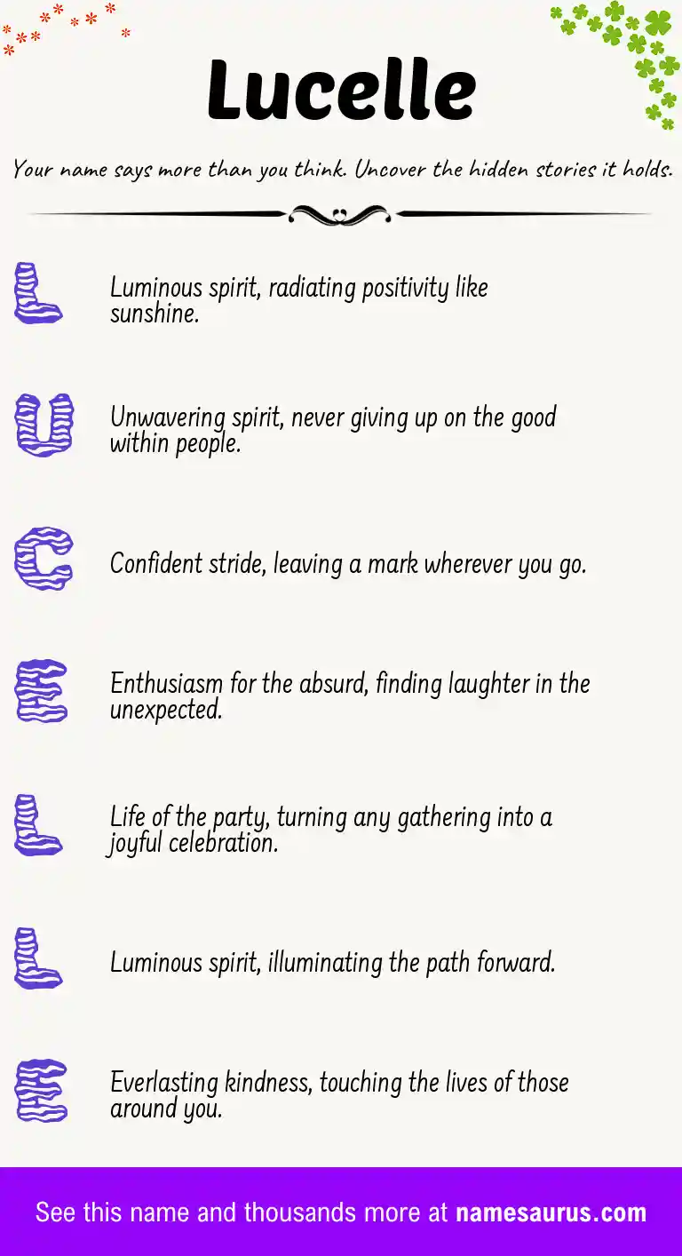Acrostic poem about Lucelle.