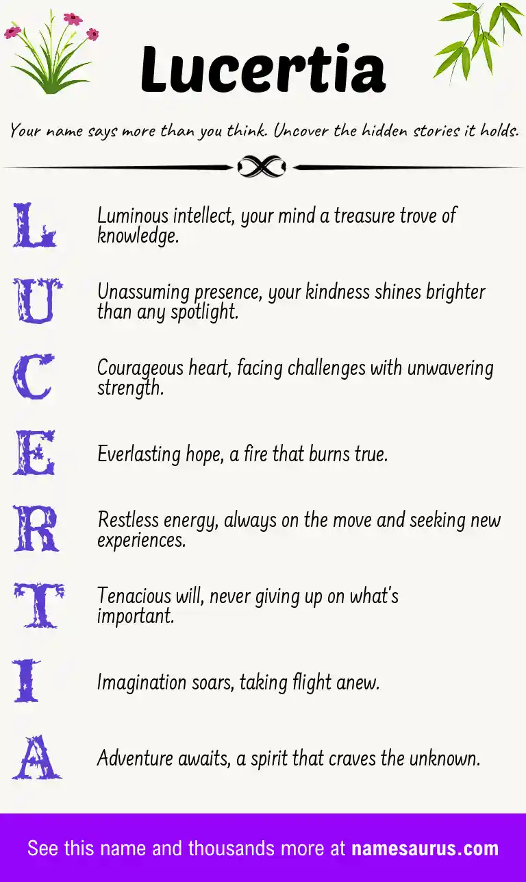 Acrostic poem about Lucertia.