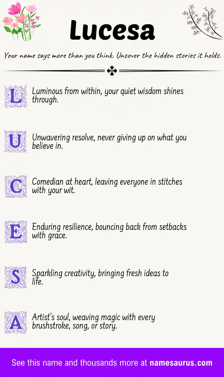 Acrostic poem about Lucesa.