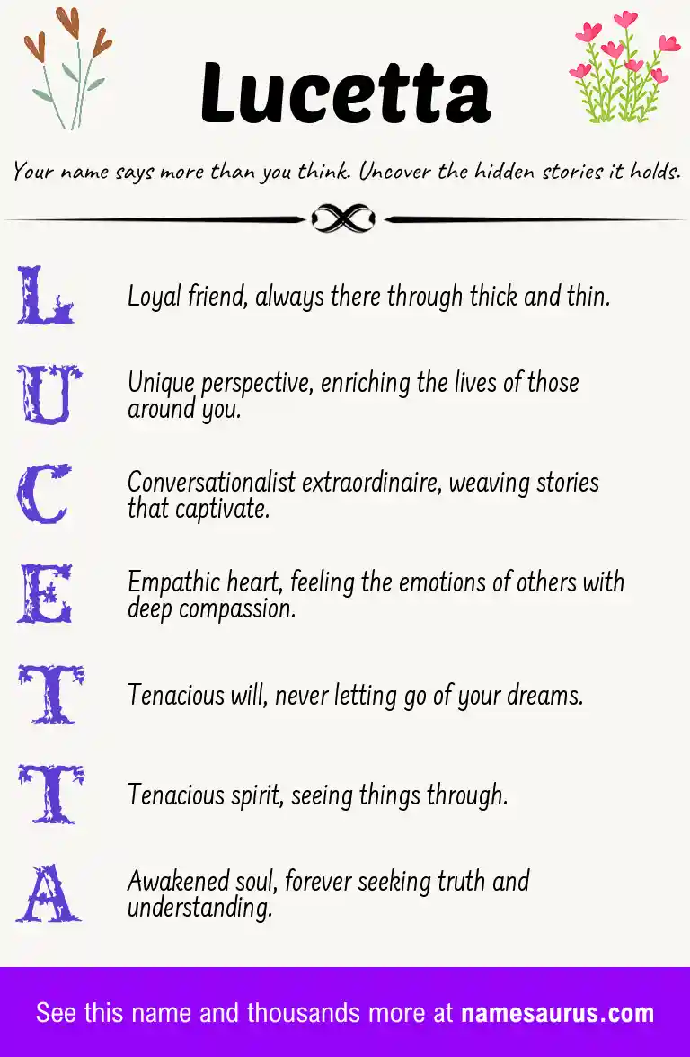 Acrostic poem about Lucetta.
