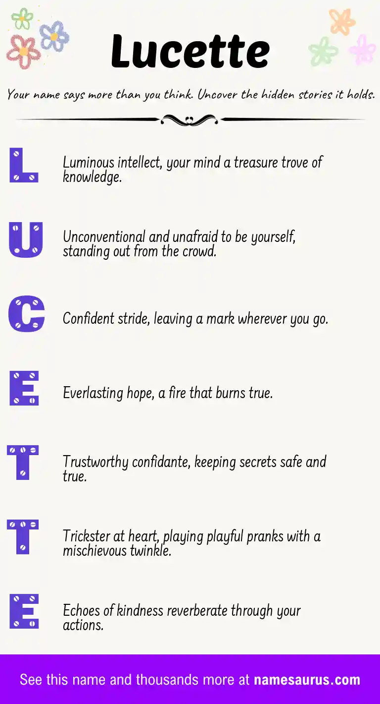 Acrostic poem about Lucette.