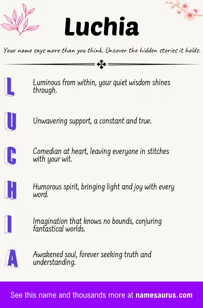 Acrostic poem about Luchia.