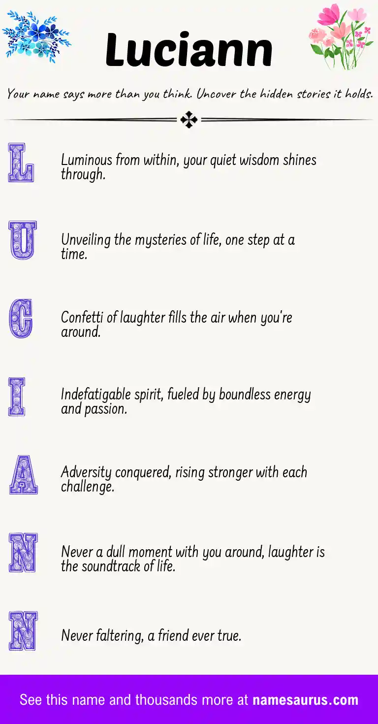 Acrostic poem about Luciann.