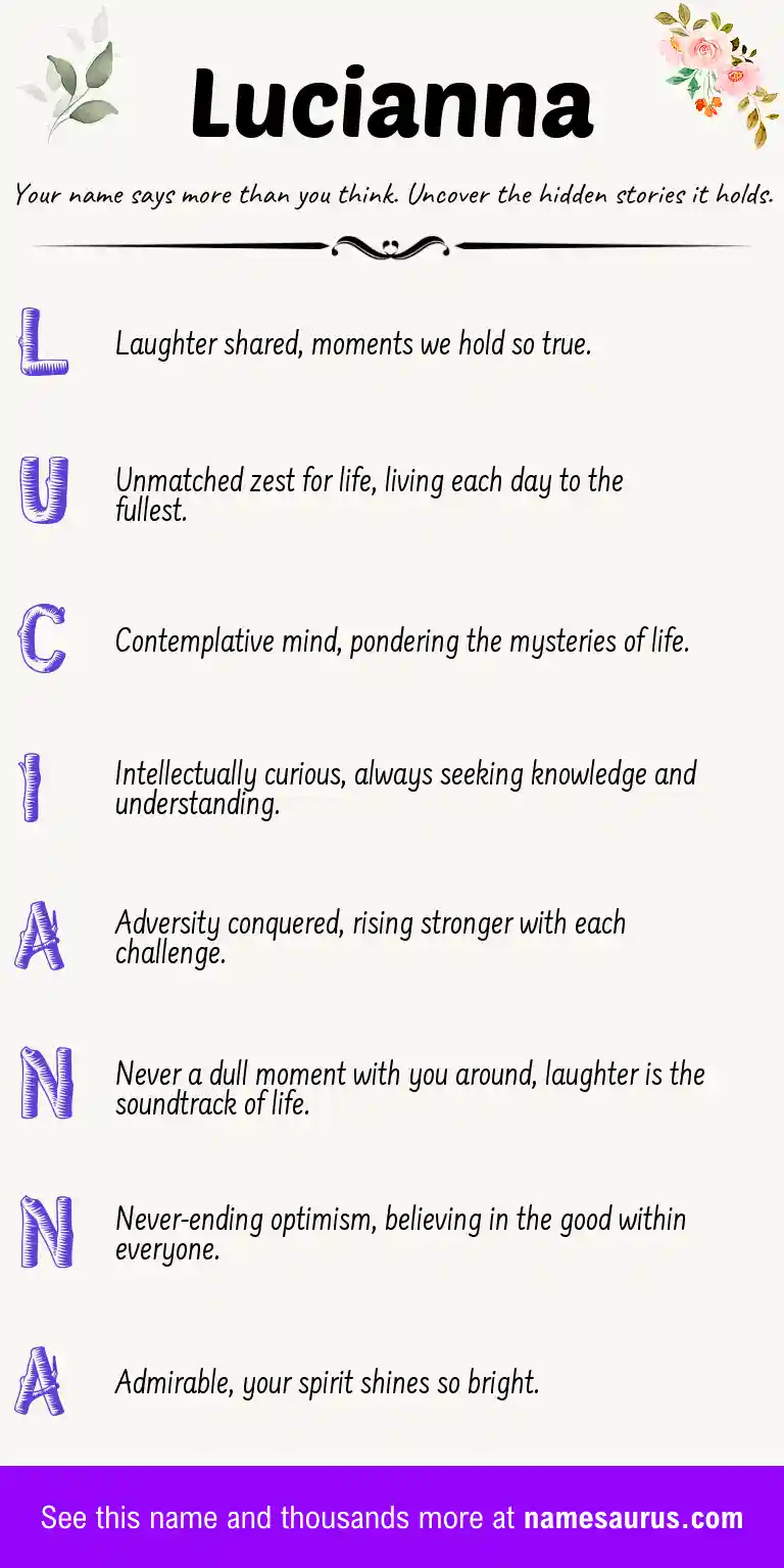 Acrostic poem about Lucianna.