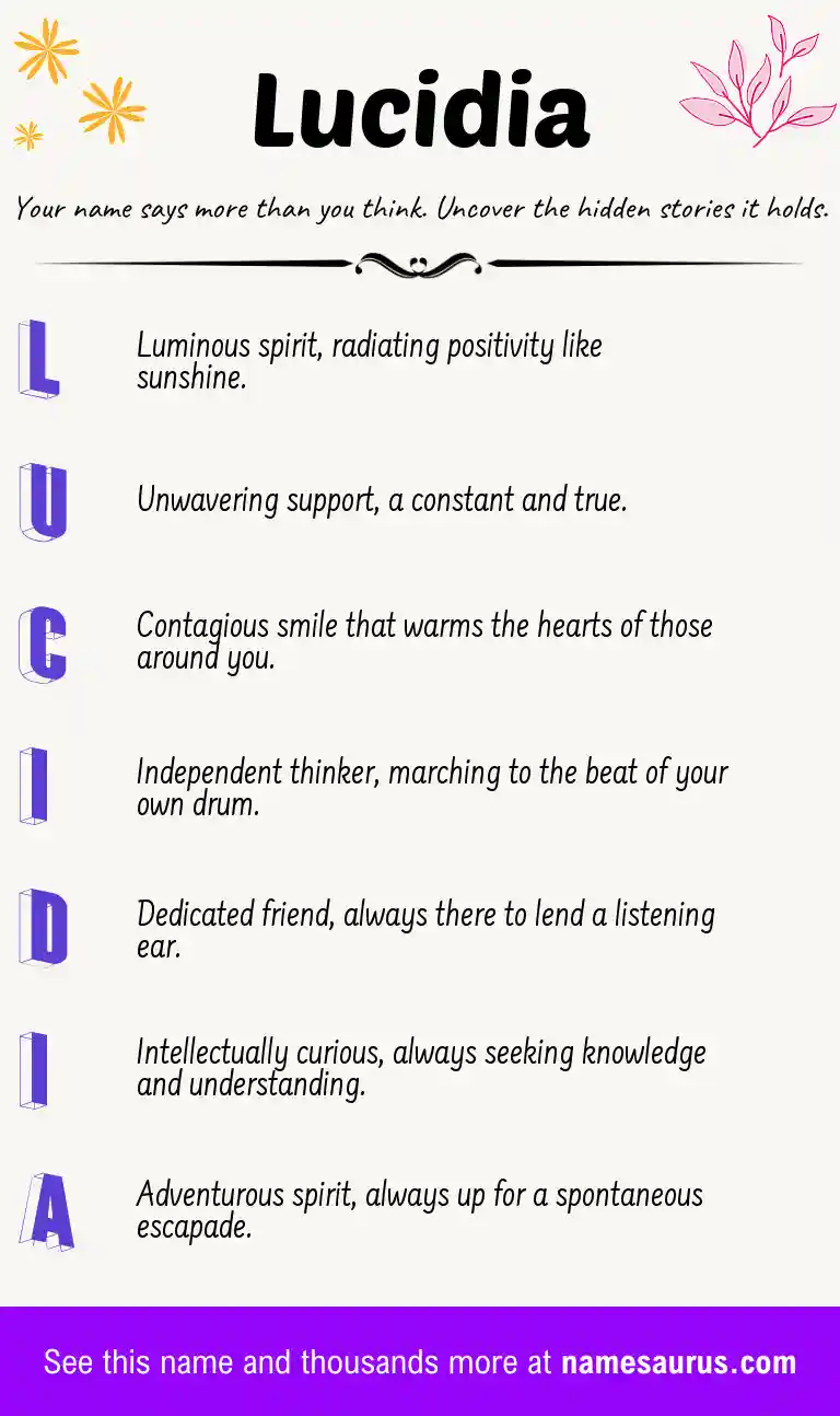 Acrostic poem about Lucidia.