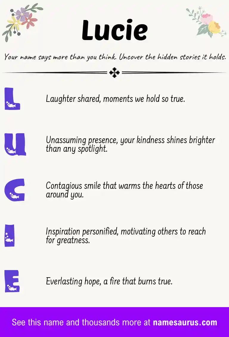 Acrostic poem about Lucie.