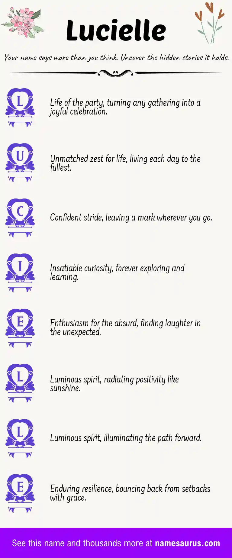 Acrostic poem about Lucielle.