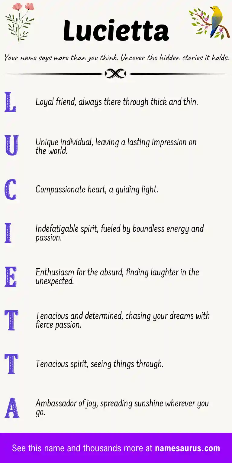 Acrostic poem about Lucietta.