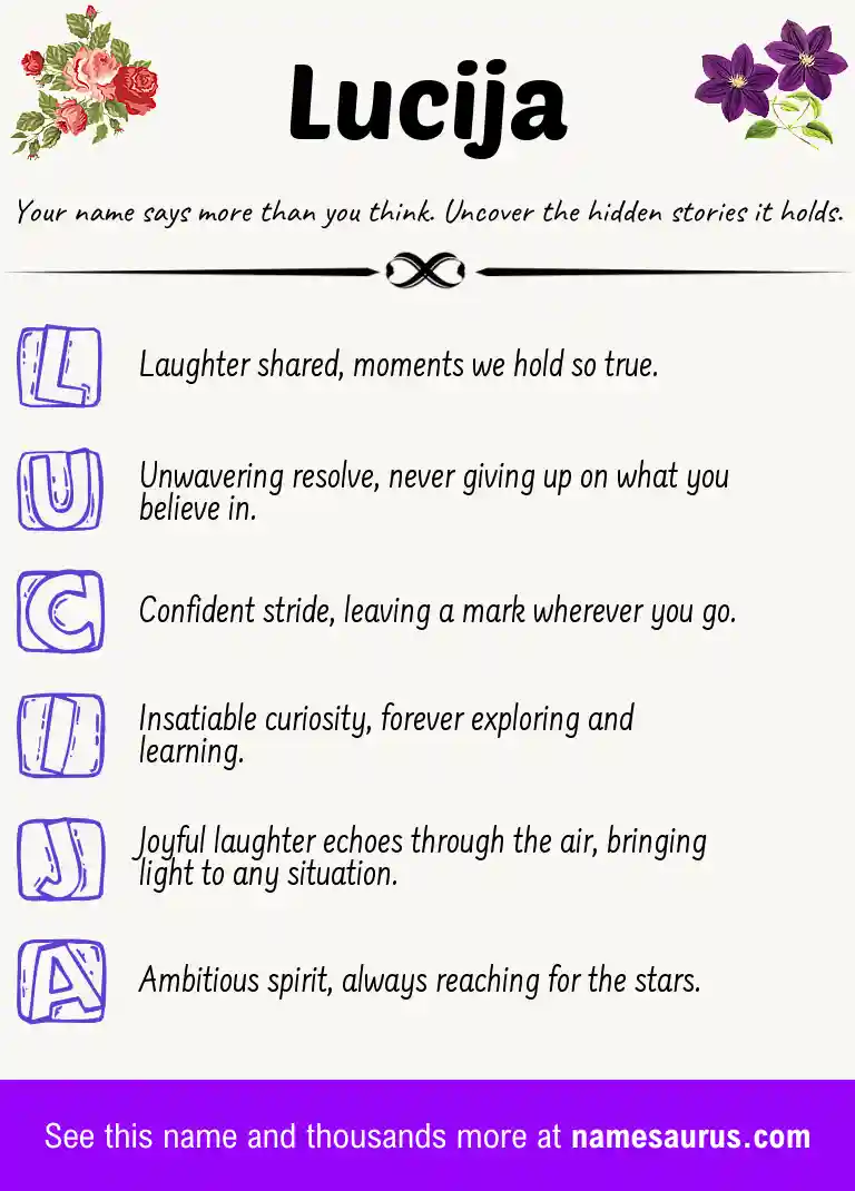 Acrostic poem about Lucija.