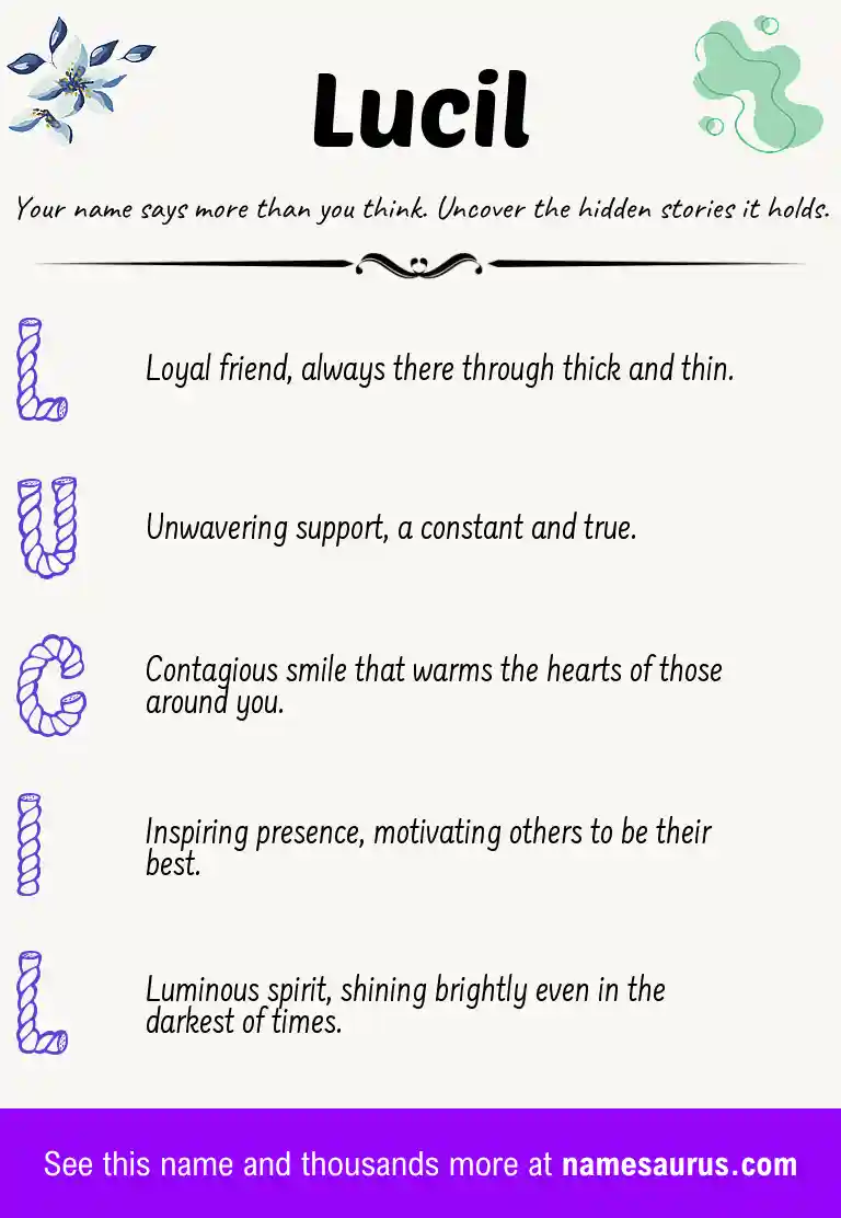 Acrostic poem about Lucil.