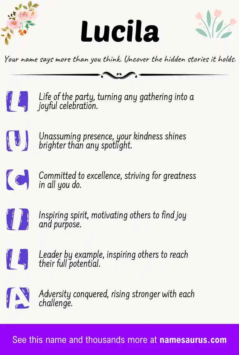 Acrostic poem about Lucila.