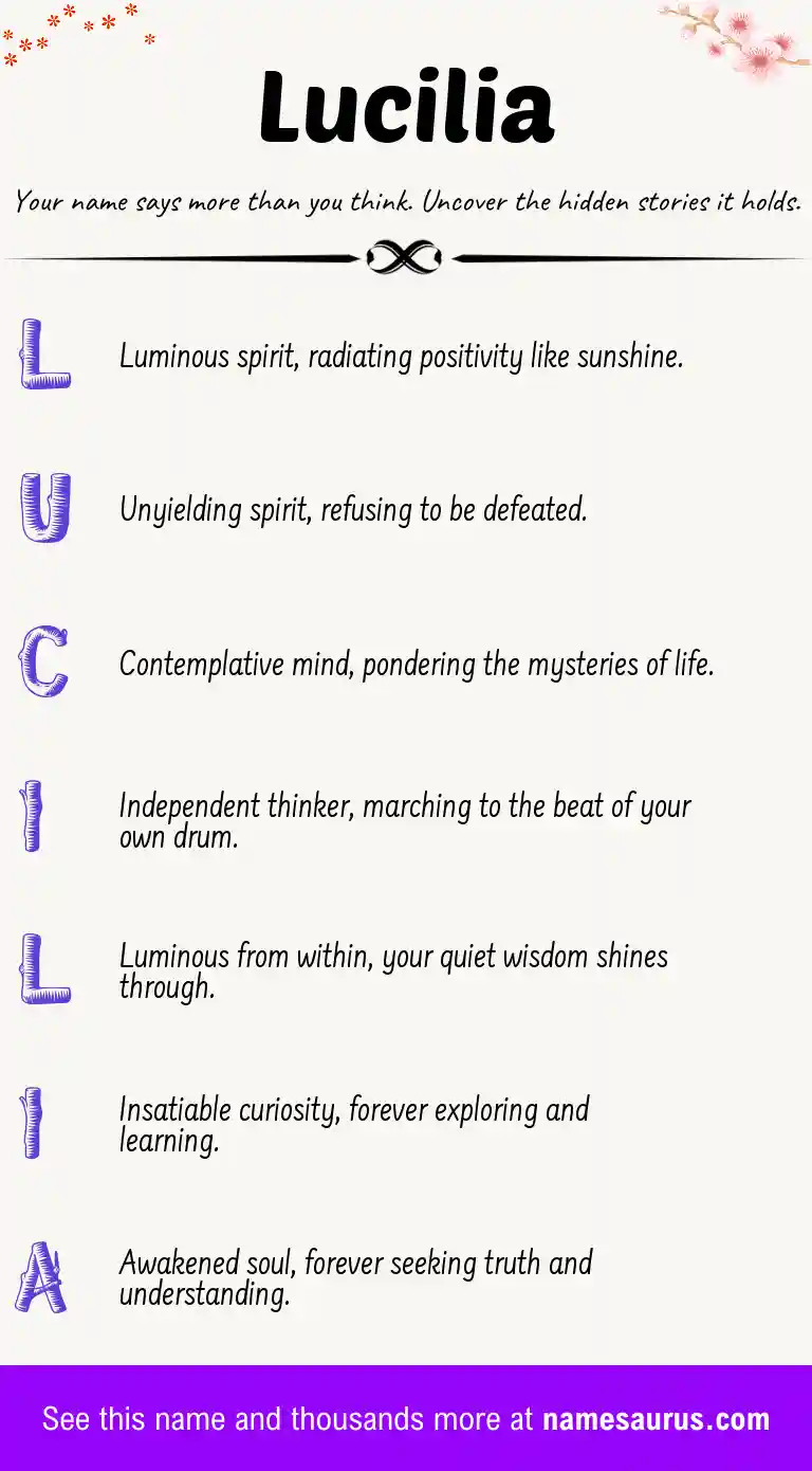 Acrostic poem about Lucilia.