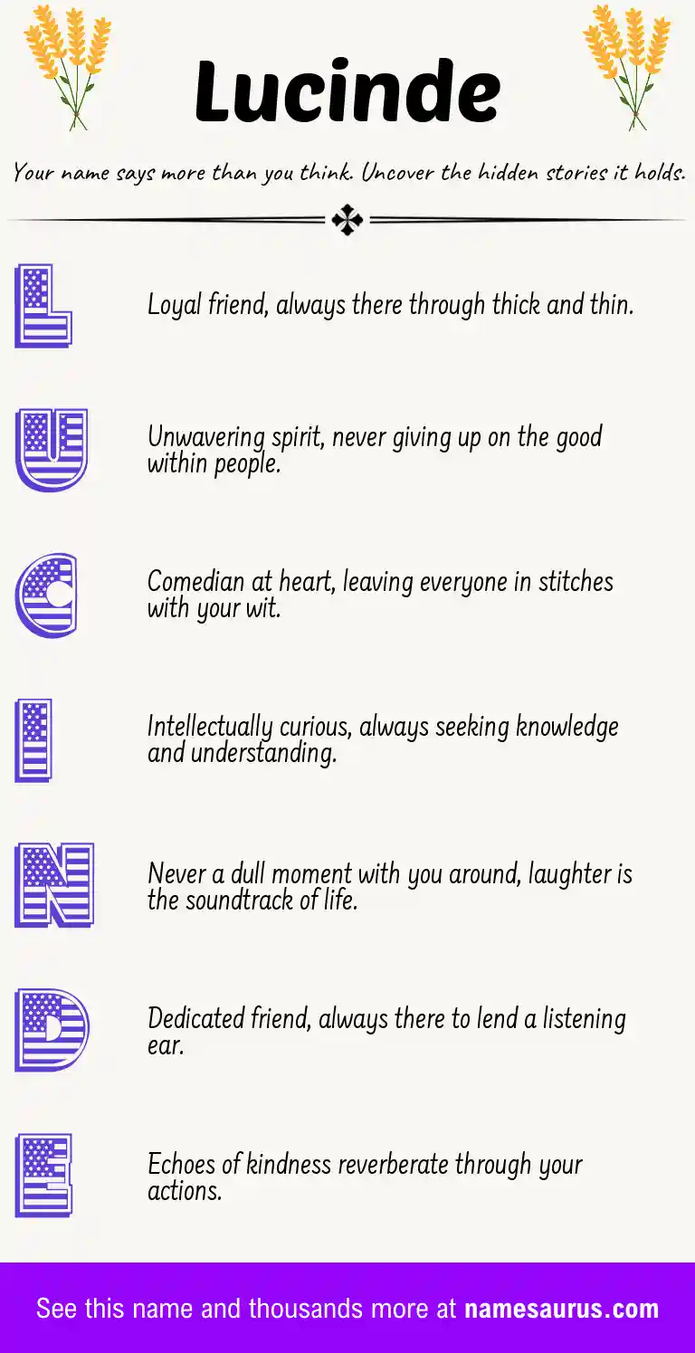 Acrostic poem about Lucinde.