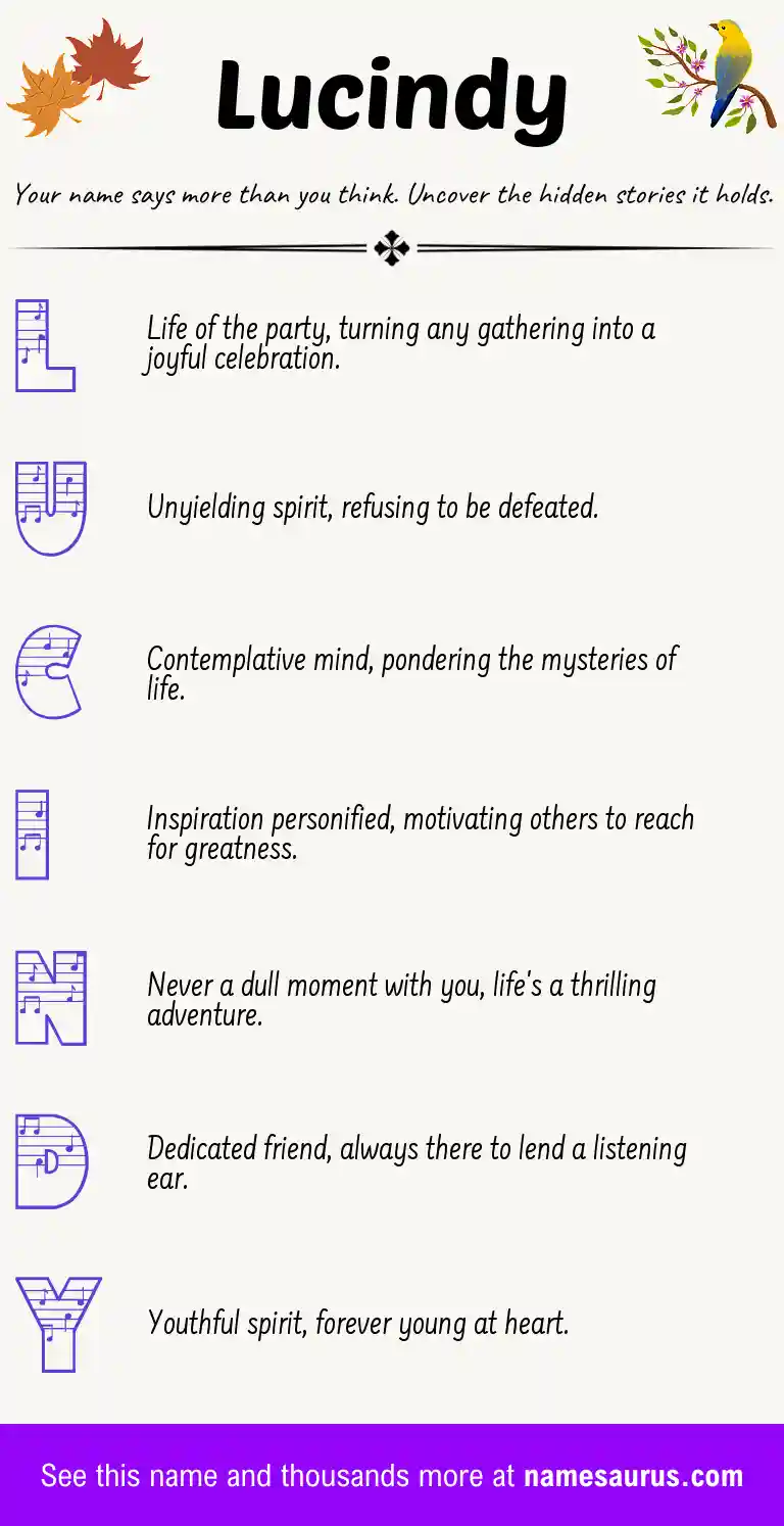 Acrostic poem about Lucindy.